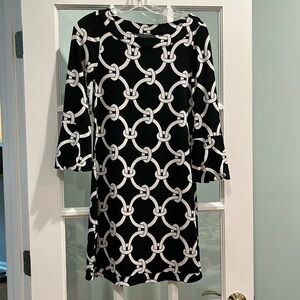 WHBM black white O link dress XS
